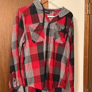 Plaid Button Down Shirt - Red and Black